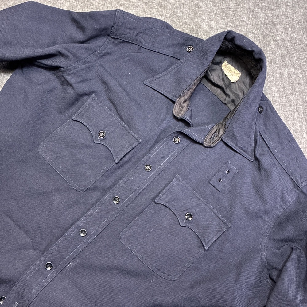 Vintage Werstein's of California Wool Shirt Men‎ XL Black Western Epaulets 40s